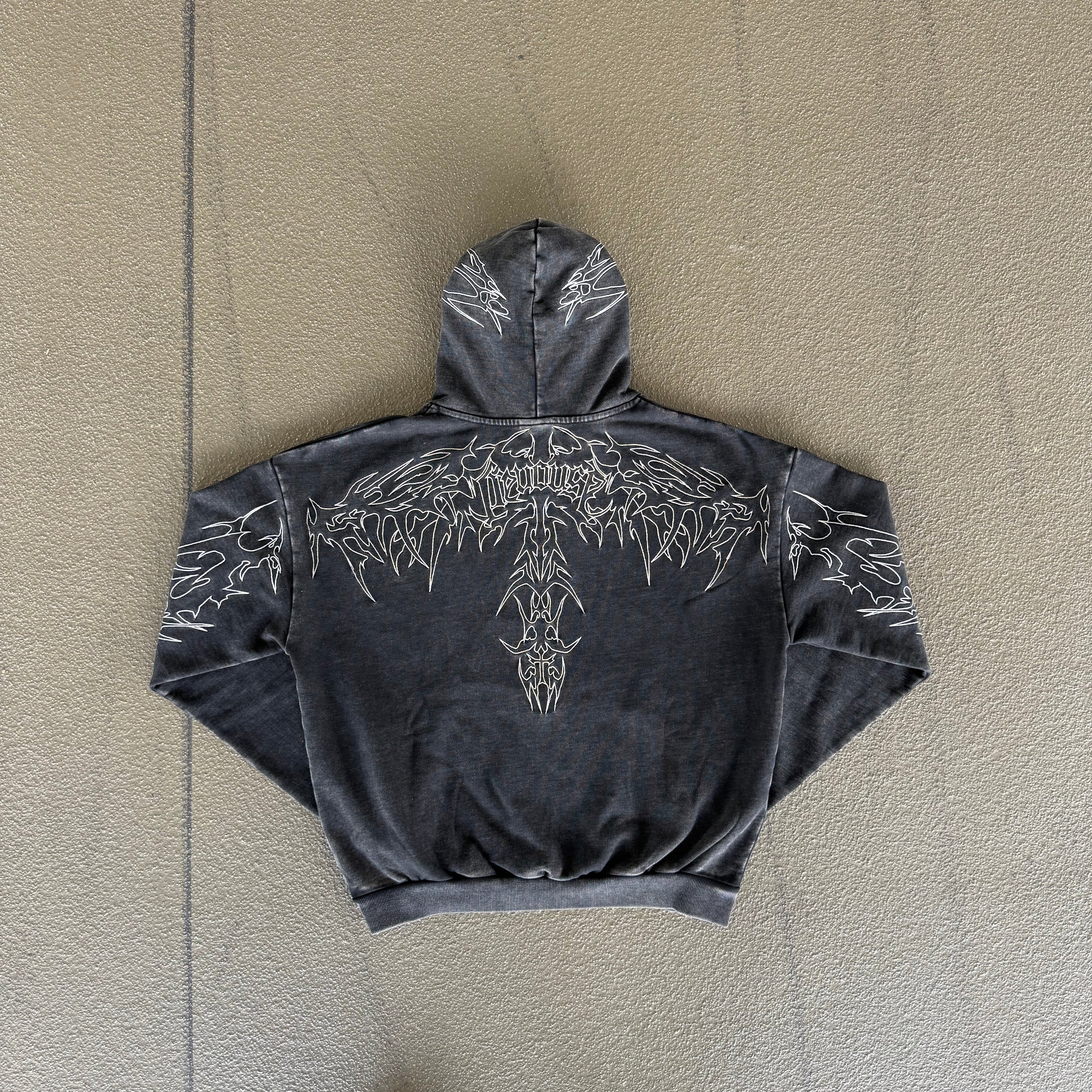 Reflective Embroidery Hoodie - Schwarz