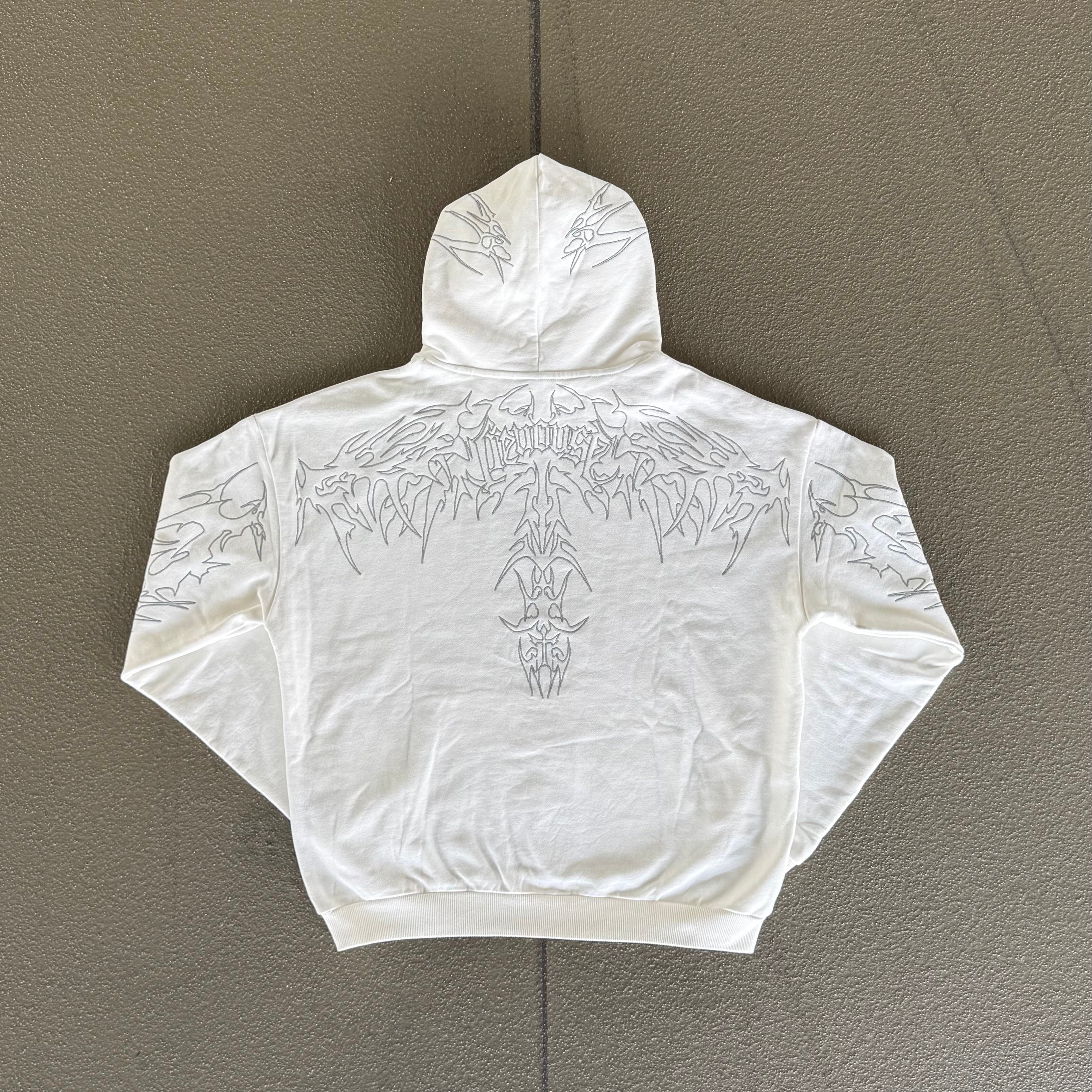 Reflective Embroidery Hoodie - Weiss