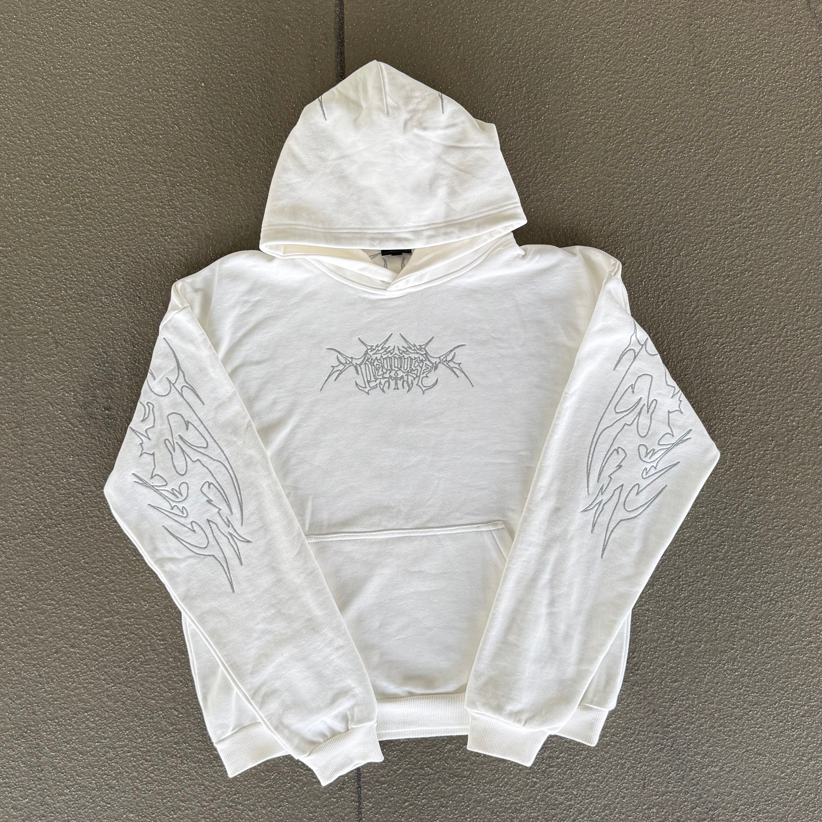 Reflective Embroidery Hoodie - Weiss