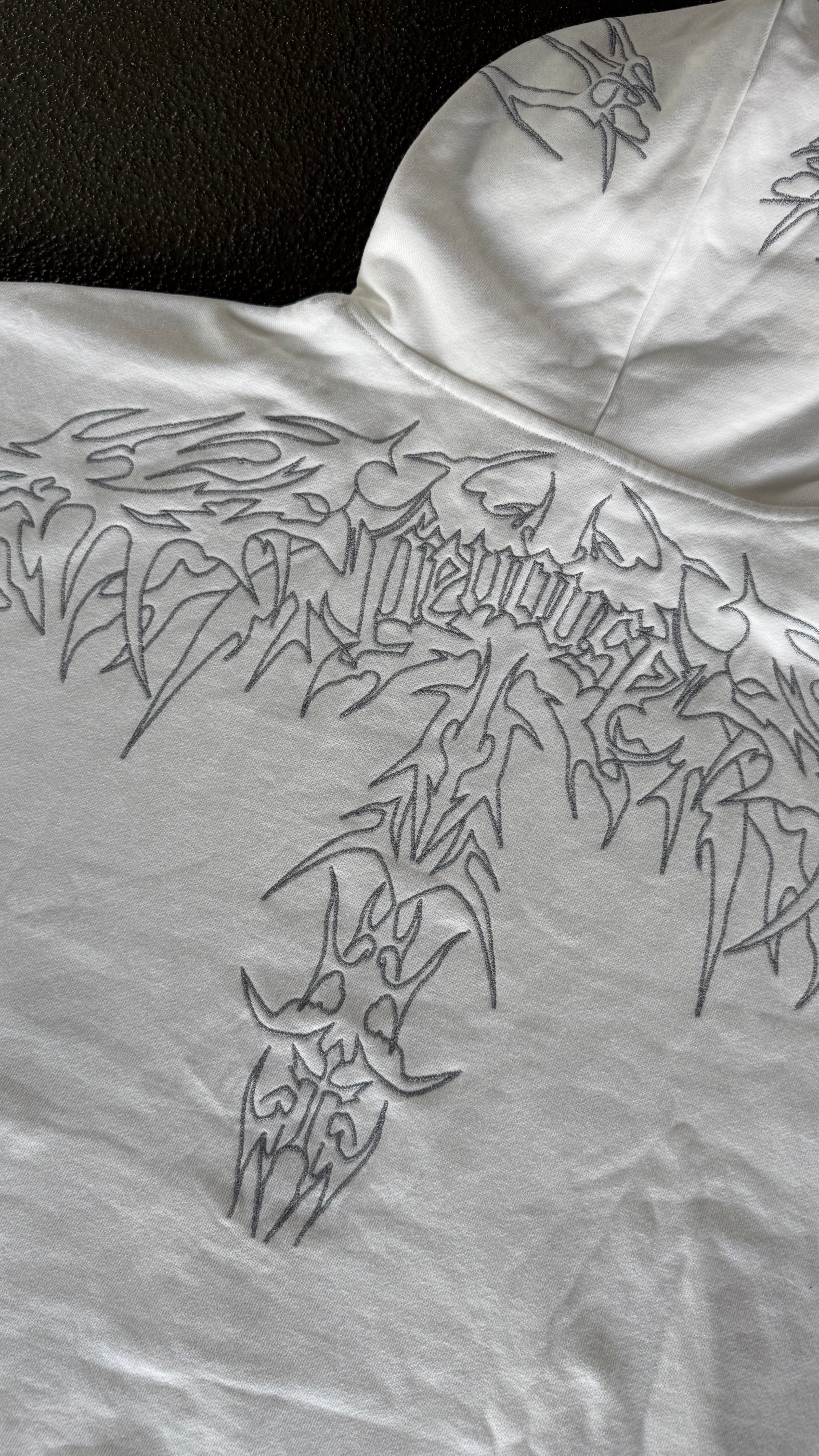 Reflective Embroidery Hoodie - Weiss