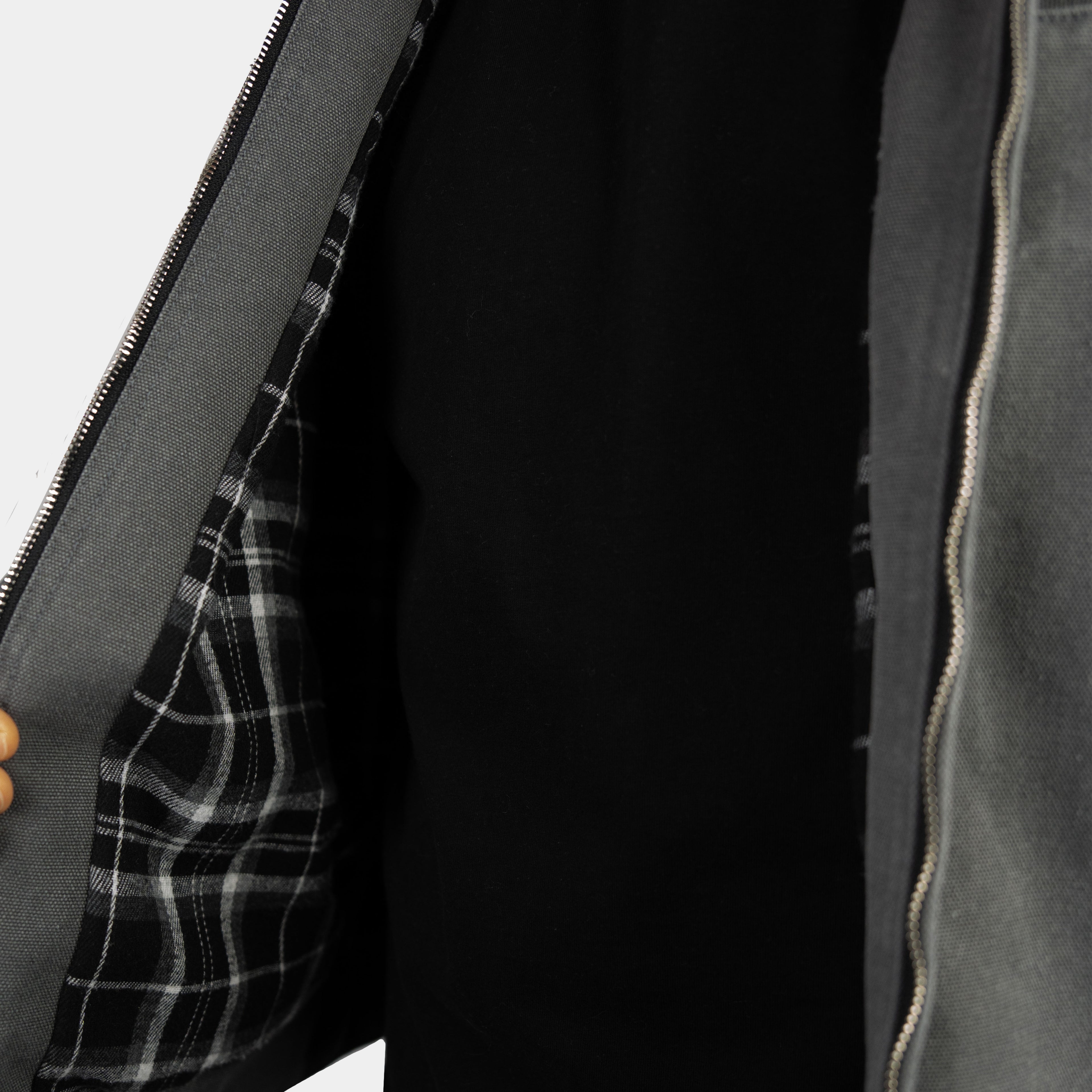 Washed Workwear Jacke von Trevouse im Oversize Fit mit Leder-Patch, inspiriert von Carhartt – Futter