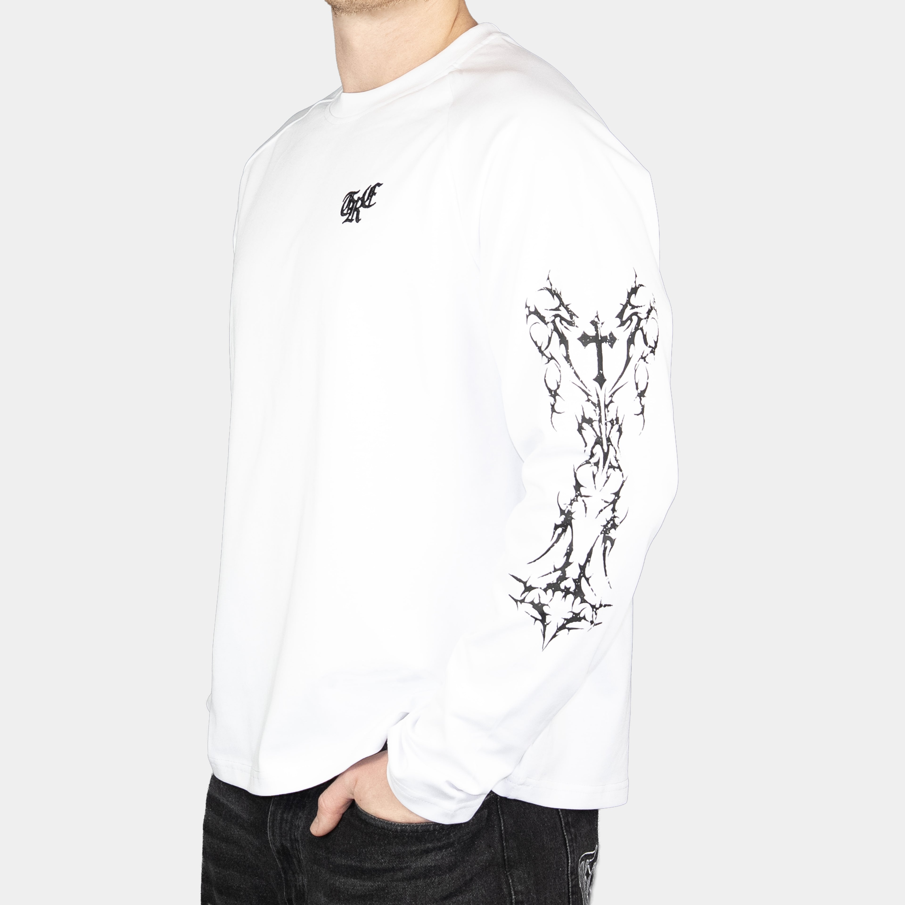Unidentified Longsleeve - Distress Weiss