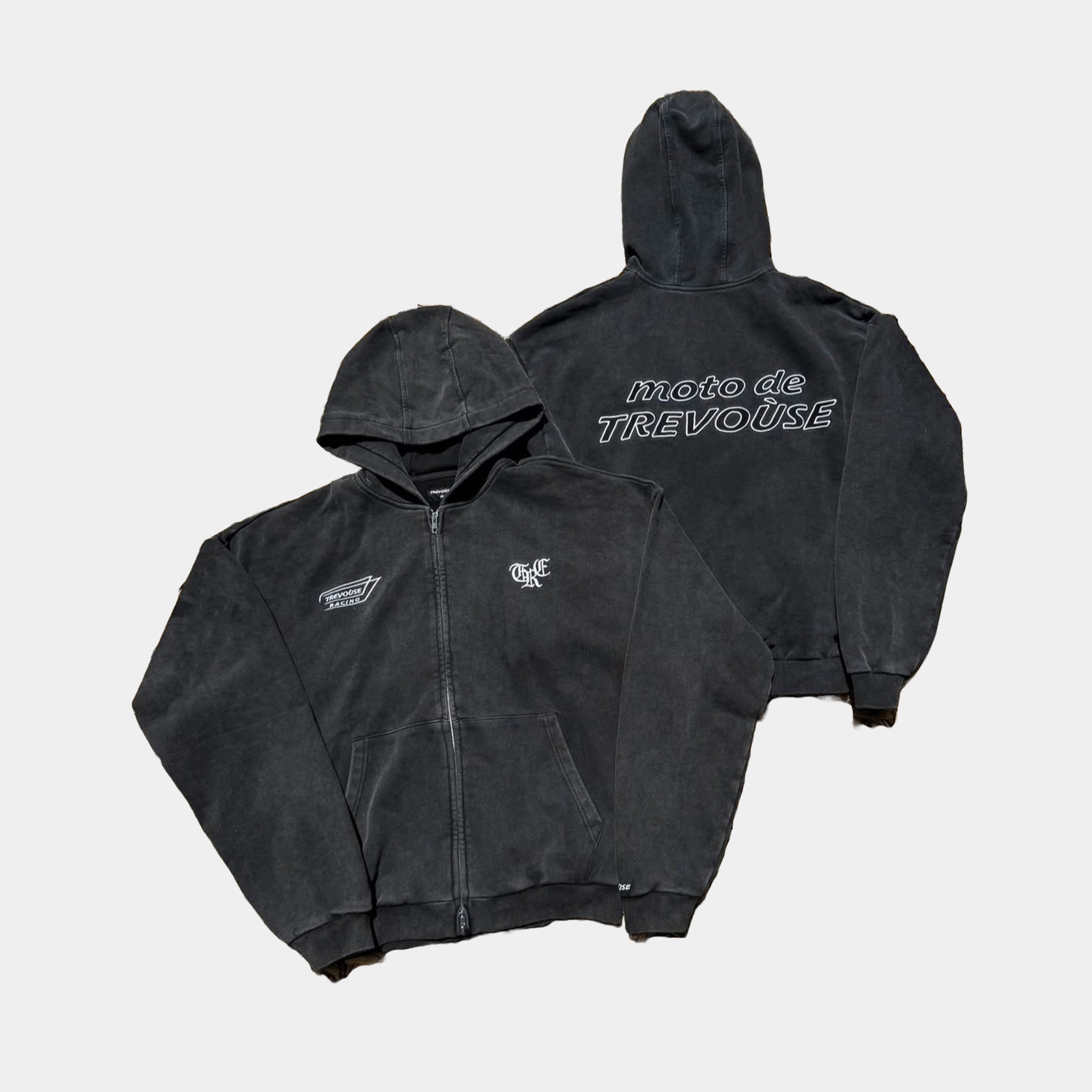 Racing Zipper - Washed Schwarz