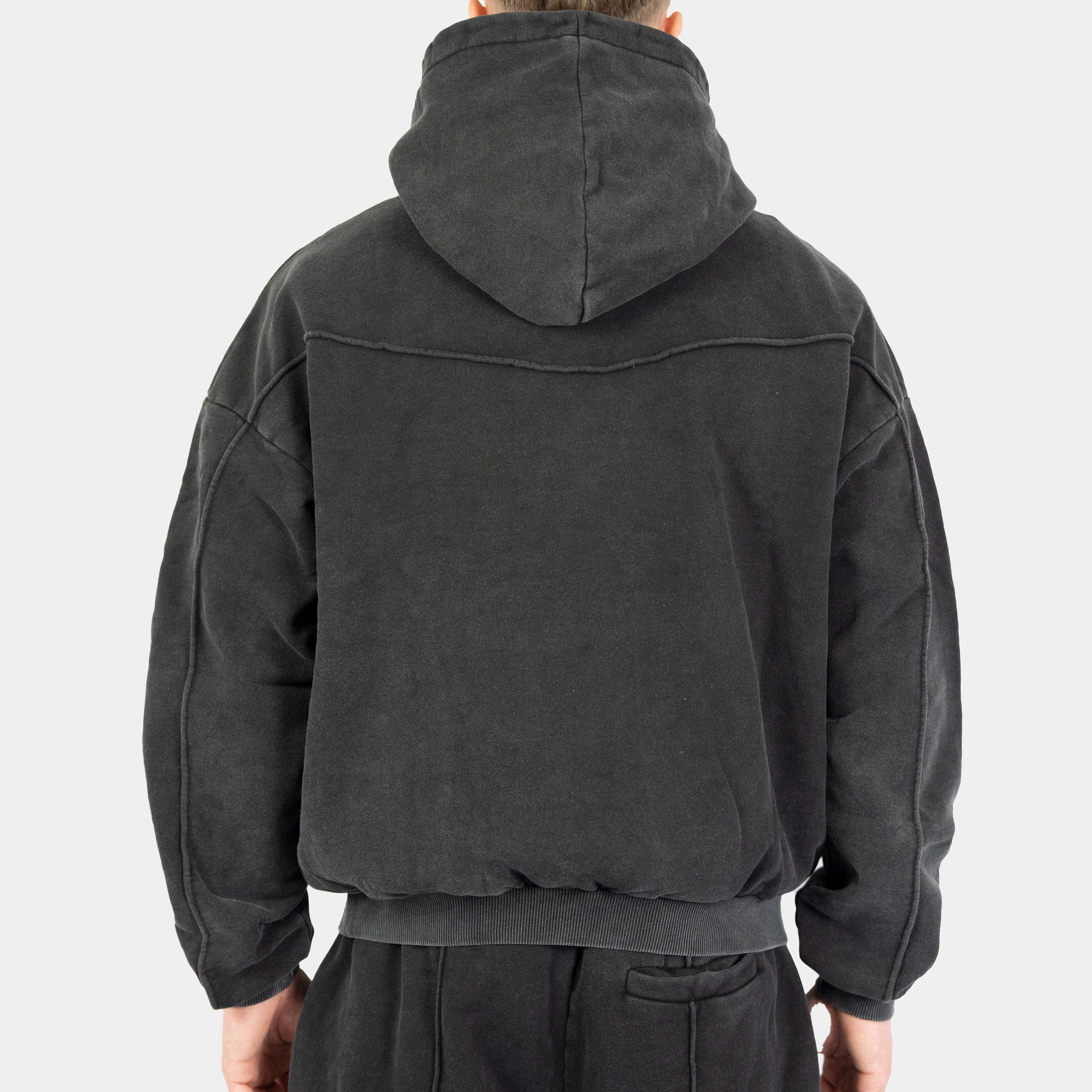 Hoodie in Schwarz im gewaschenen Look von Trevouse - Hintenansicht