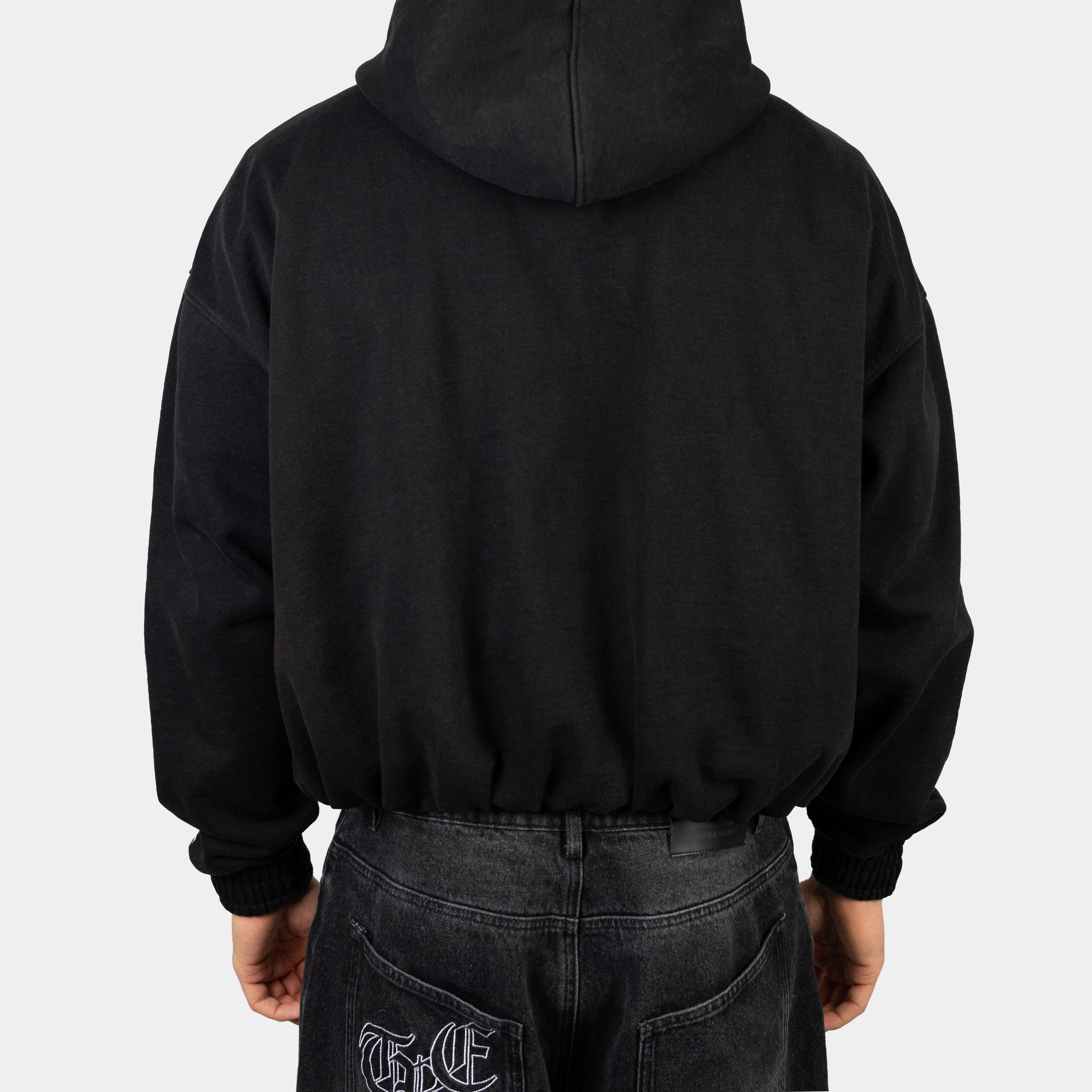 Zip Hoodie in Schwarz mit Herz Puff-Druck von Trevouse - Hintenansicht